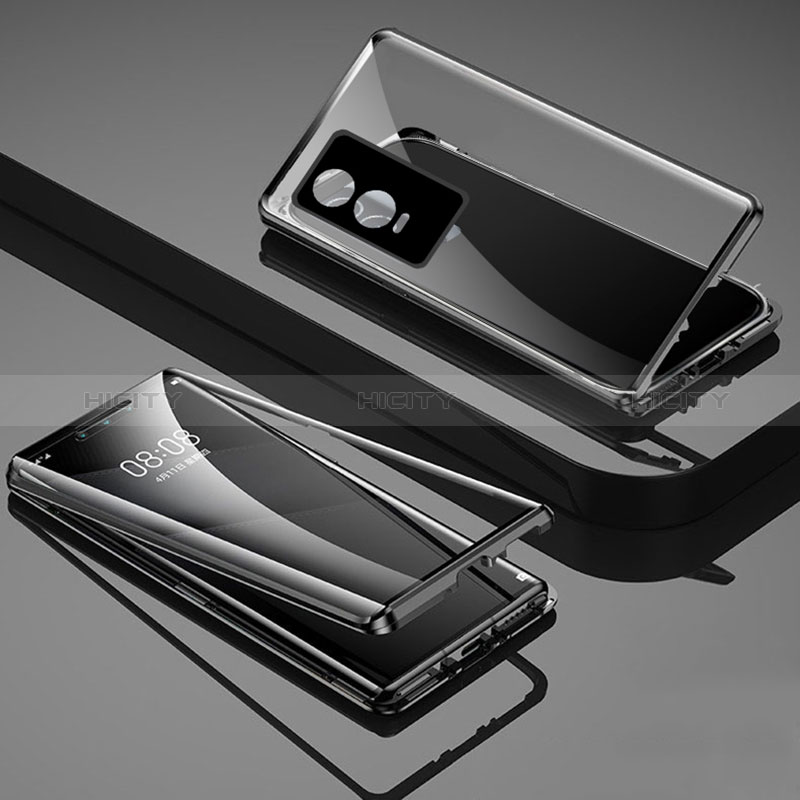 Handyhülle Hülle Luxus Aluminium Metall Rahmen Spiegel 360 Grad Ganzkörper Tasche P03 für Vivo Y76s 5G