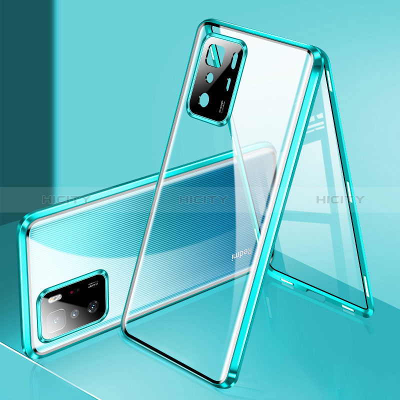 Handyhülle Hülle Luxus Aluminium Metall Rahmen Spiegel 360 Grad Ganzkörper Tasche P03 für Xiaomi Redmi Note 10 Pro 5G