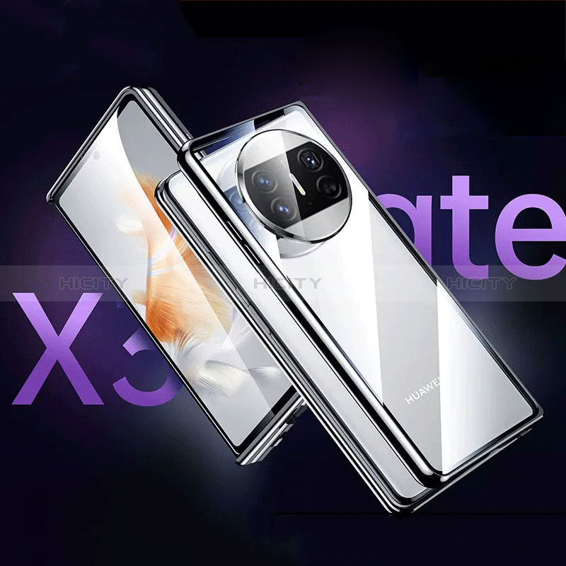 Handyhülle Hülle Luxus Aluminium Metall Rahmen Spiegel 360 Grad Ganzkörper Tasche P04 für Huawei Mate X3