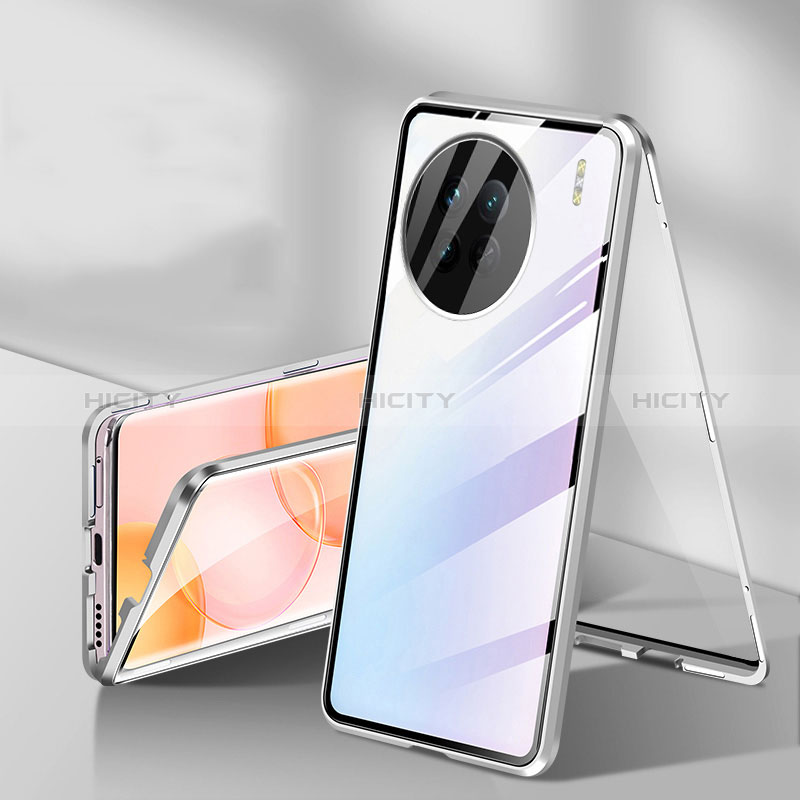 Handyhülle Hülle Luxus Aluminium Metall Rahmen Spiegel 360 Grad Ganzkörper Tasche P04 für OnePlus 11 5G groß