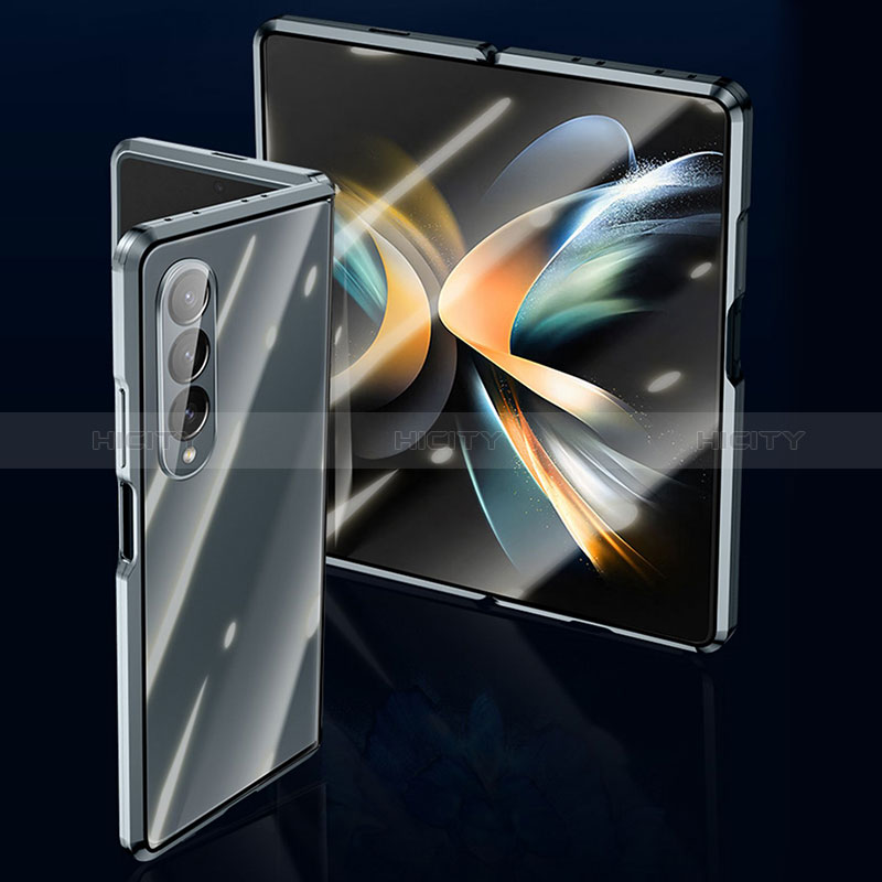 Handyhülle Hülle Luxus Aluminium Metall Rahmen Spiegel 360 Grad Ganzkörper Tasche P04 für Samsung Galaxy Z Fold3 5G groß