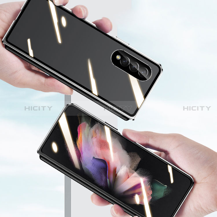 Handyhülle Hülle Luxus Aluminium Metall Rahmen Spiegel 360 Grad Ganzkörper Tasche P05 für Samsung Galaxy Z Fold3 5G groß