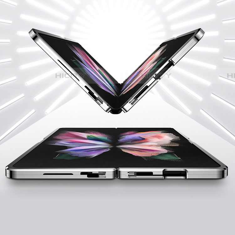 Handyhülle Hülle Luxus Aluminium Metall Rahmen Spiegel 360 Grad Ganzkörper Tasche P05 für Samsung Galaxy Z Fold4 5G groß