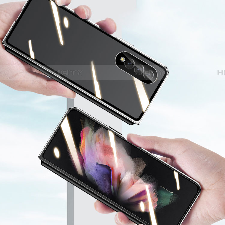 Handyhülle Hülle Luxus Aluminium Metall Rahmen Spiegel 360 Grad Ganzkörper Tasche P05 für Samsung Galaxy Z Fold4 5G groß