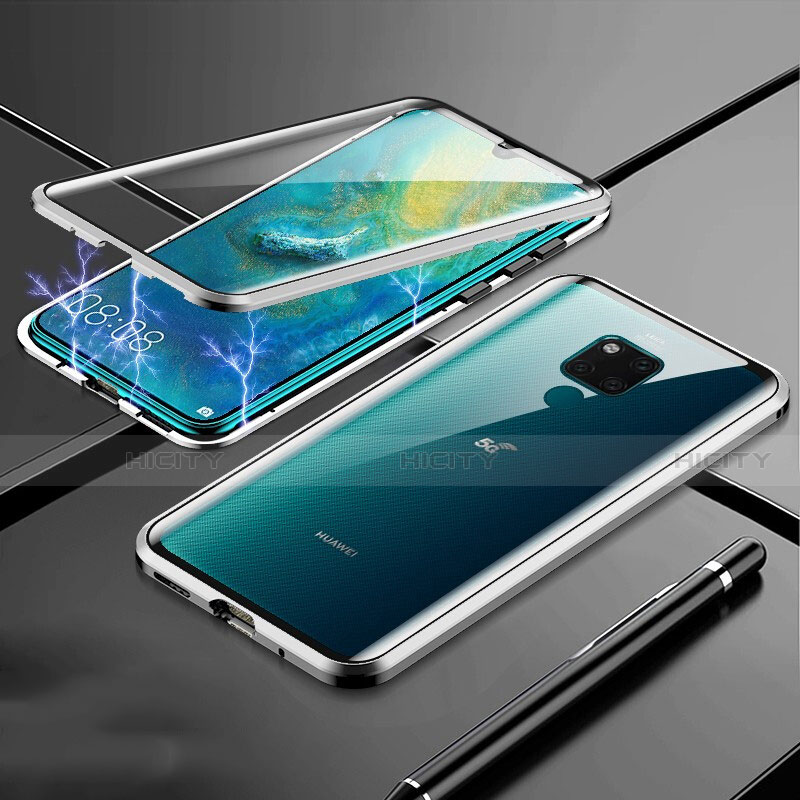 Handyhülle Hülle Luxus Aluminium Metall Rahmen Spiegel 360 Grad Ganzkörper Tasche T01 für Huawei Mate 20 X 5G