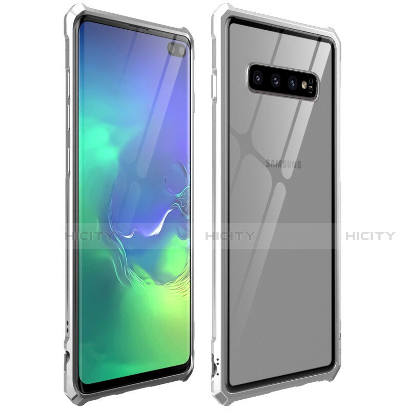 Handyhülle Hülle Luxus Aluminium Metall Rahmen Spiegel 360 Grad Ganzkörper Tasche T01 für Samsung Galaxy S10 Plus