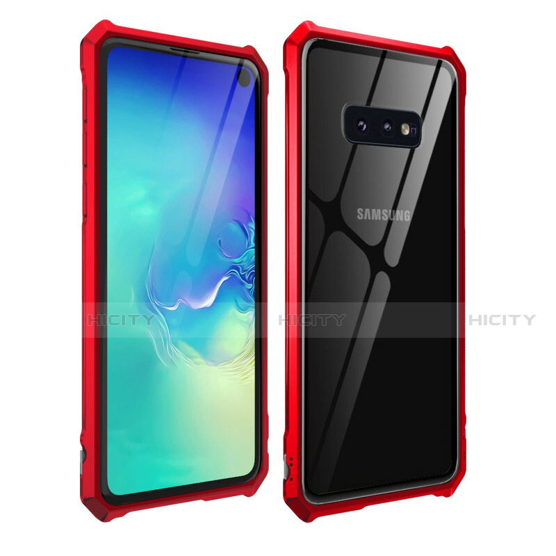 Handyhülle Hülle Luxus Aluminium Metall Rahmen Spiegel 360 Grad Ganzkörper Tasche T01 für Samsung Galaxy S10e