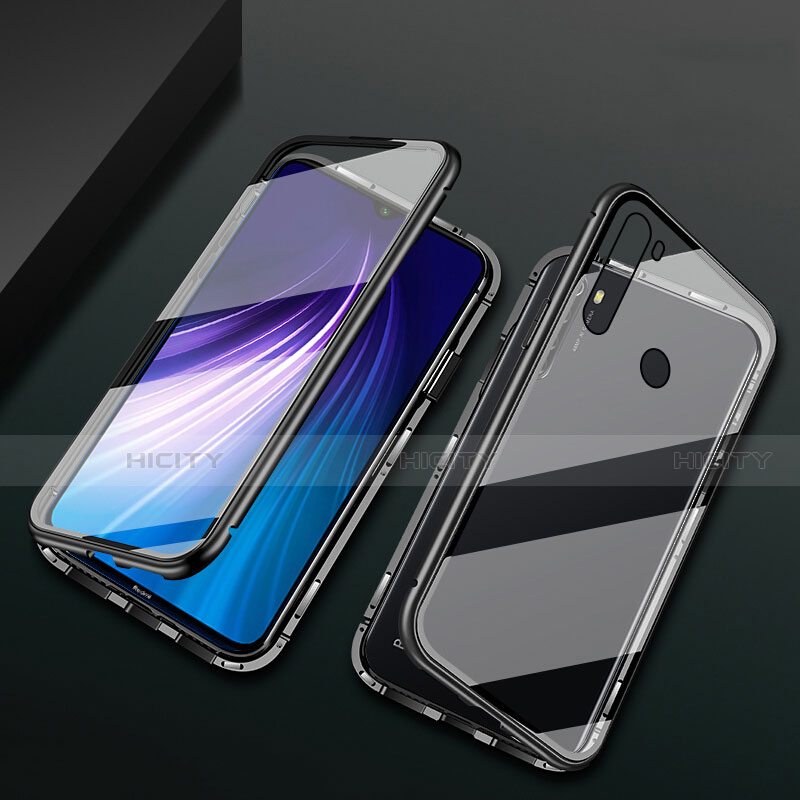 Handyhülle Hülle Luxus Aluminium Metall Rahmen Spiegel 360 Grad Ganzkörper Tasche T01 für Xiaomi Redmi Note 8 (2021)