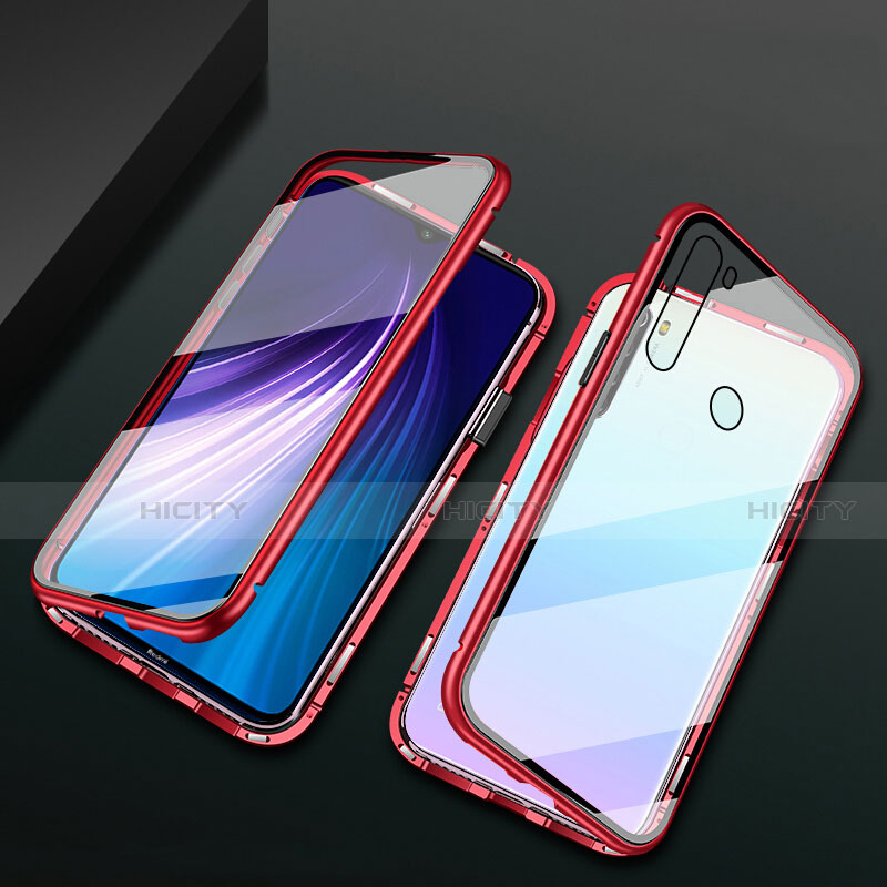 Handyhülle Hülle Luxus Aluminium Metall Rahmen Spiegel 360 Grad Ganzkörper Tasche T01 für Xiaomi Redmi Note 8 (2021)