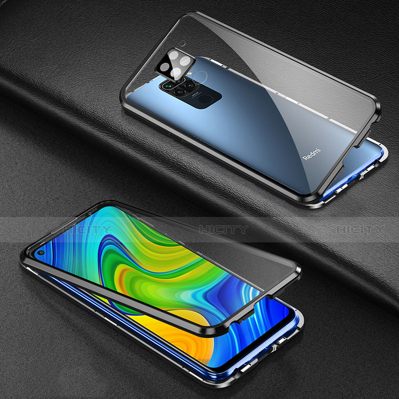 Handyhülle Hülle Luxus Aluminium Metall Rahmen Spiegel 360 Grad Ganzkörper Tasche T01 für Xiaomi Redmi Note 9 groß