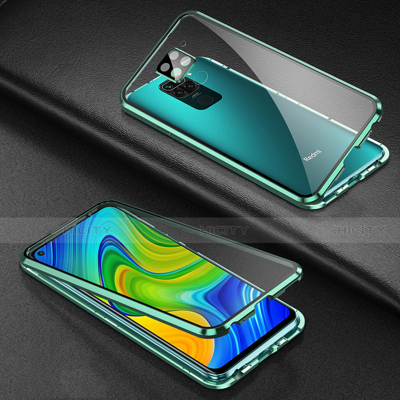 Handyhülle Hülle Luxus Aluminium Metall Rahmen Spiegel 360 Grad Ganzkörper Tasche T01 für Xiaomi Redmi Note 9 groß