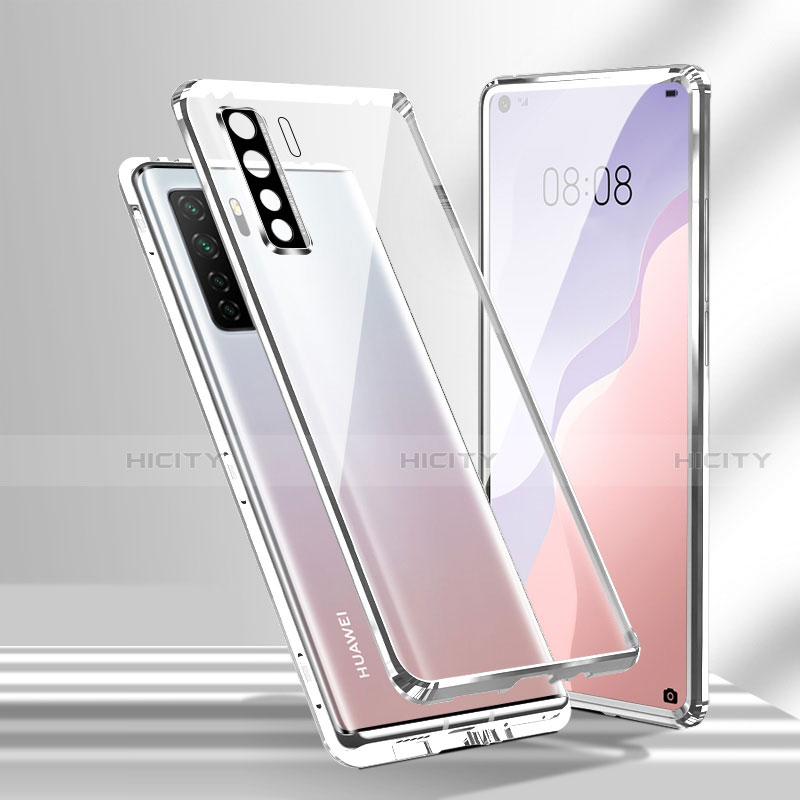 Handyhülle Hülle Luxus Aluminium Metall Rahmen Spiegel 360 Grad Ganzkörper Tasche T02 für Huawei Nova 7 SE 5G groß