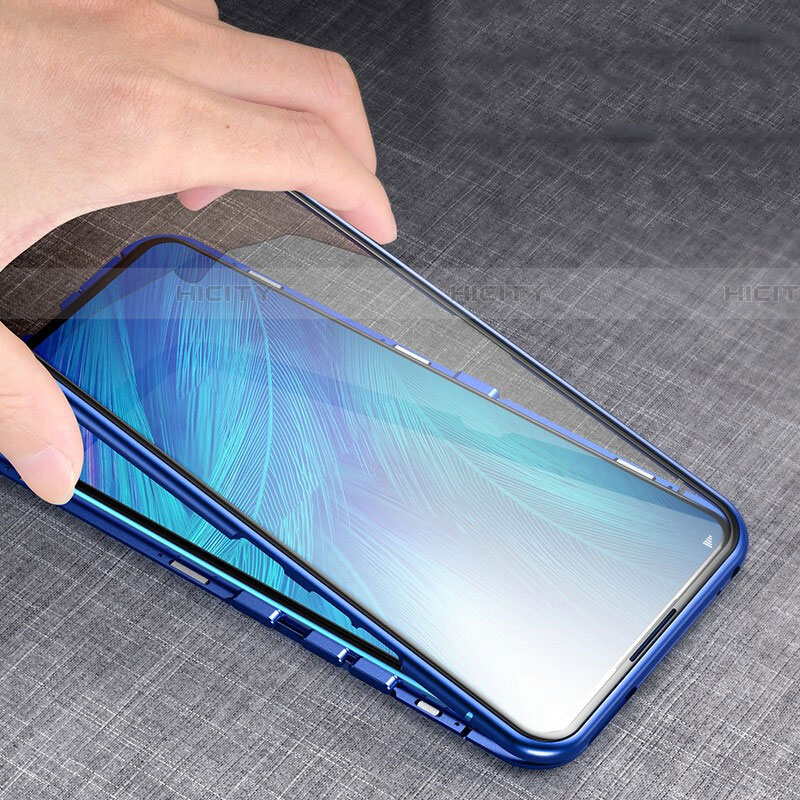 Handyhülle Hülle Luxus Aluminium Metall Rahmen Spiegel 360 Grad Ganzkörper Tasche T02 für OnePlus 7T groß