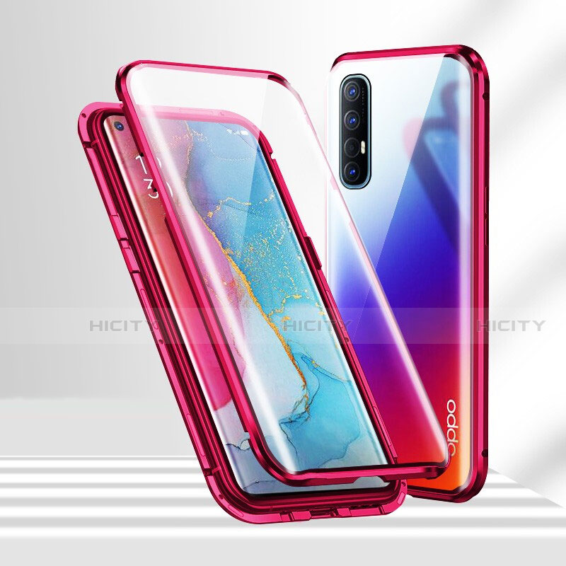 Handyhülle Hülle Luxus Aluminium Metall Rahmen Spiegel 360 Grad Ganzkörper Tasche T02 für Oppo Reno3 Pro