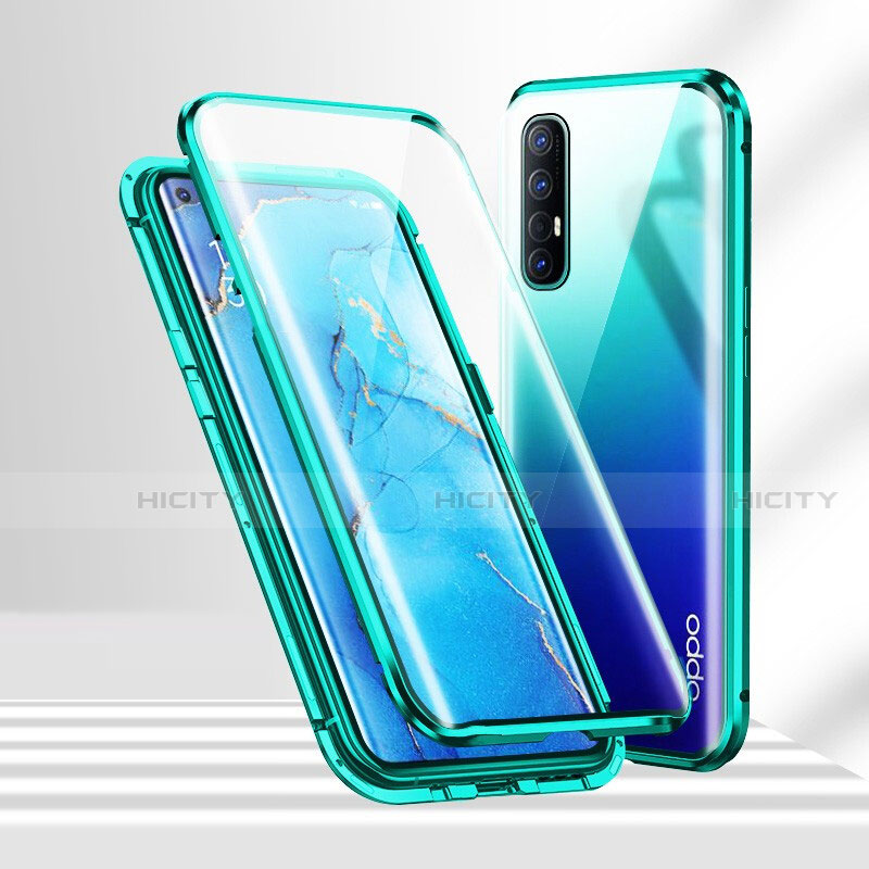 Handyhülle Hülle Luxus Aluminium Metall Rahmen Spiegel 360 Grad Ganzkörper Tasche T02 für Oppo Reno3 Pro