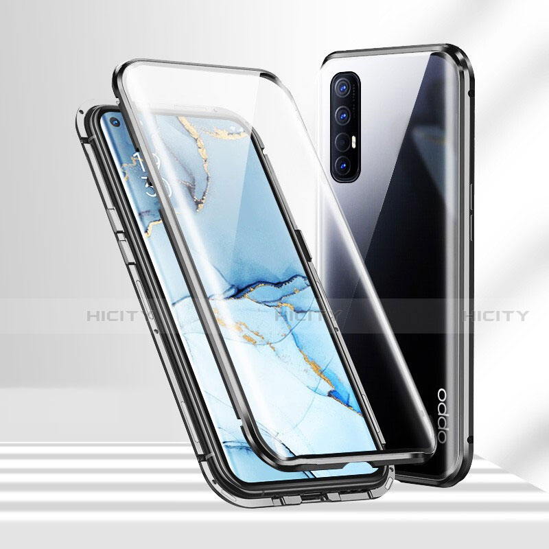 Handyhülle Hülle Luxus Aluminium Metall Rahmen Spiegel 360 Grad Ganzkörper Tasche T02 für Oppo Reno3 Pro