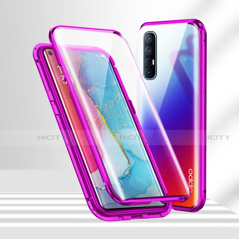 Handyhülle Hülle Luxus Aluminium Metall Rahmen Spiegel 360 Grad Ganzkörper Tasche T02 für Oppo Reno3 Pro