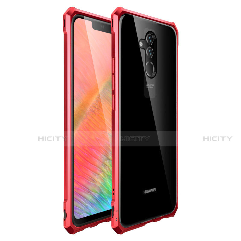 Handyhülle Hülle Luxus Aluminium Metall Rahmen Spiegel 360 Grad Ganzkörper Tasche T03 für Huawei Mate 20 X 5G Rot Plus