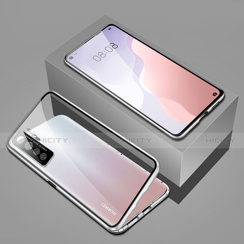 Handyhülle Hülle Luxus Aluminium Metall Rahmen Spiegel 360 Grad Ganzkörper Tasche T03 für Huawei Nova 7 SE 5G