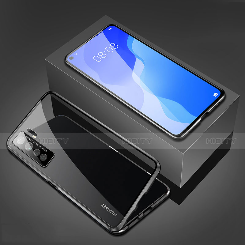 Handyhülle Hülle Luxus Aluminium Metall Rahmen Spiegel 360 Grad Ganzkörper Tasche T03 für Huawei Nova 7 SE 5G