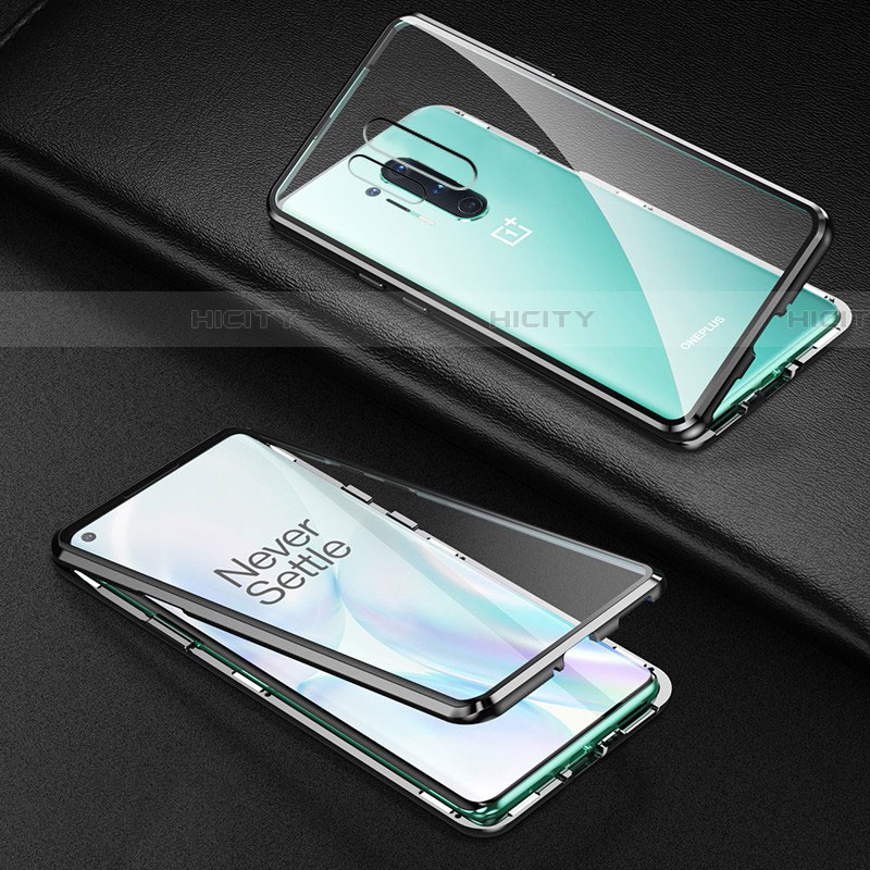 Handyhülle Hülle Luxus Aluminium Metall Rahmen Spiegel 360 Grad Ganzkörper Tasche T03 für OnePlus 8 Pro