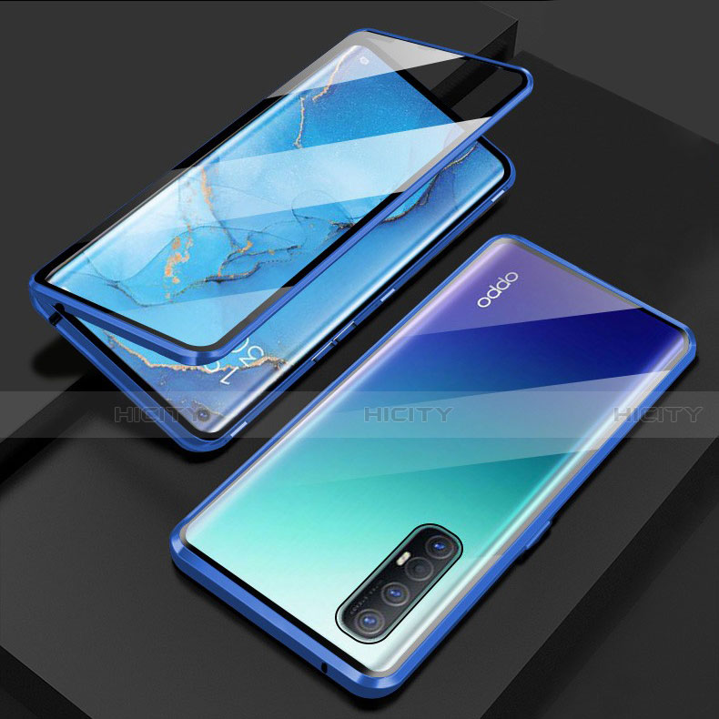 Handyhülle Hülle Luxus Aluminium Metall Rahmen Spiegel 360 Grad Ganzkörper Tasche T03 für Oppo Find X2 Neo