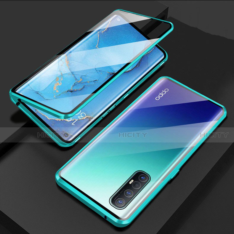 Handyhülle Hülle Luxus Aluminium Metall Rahmen Spiegel 360 Grad Ganzkörper Tasche T03 für Oppo Find X2 Neo