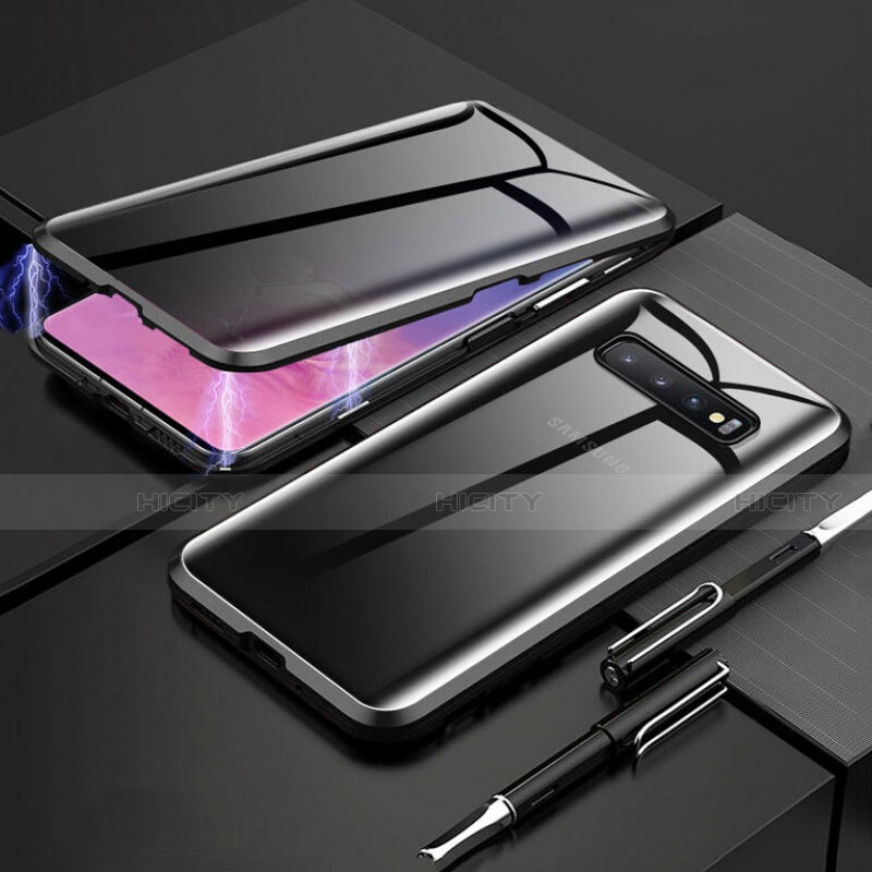 Handyhülle Hülle Luxus Aluminium Metall Rahmen Spiegel 360 Grad Ganzkörper Tasche T03 für Samsung Galaxy S10 Plus groß