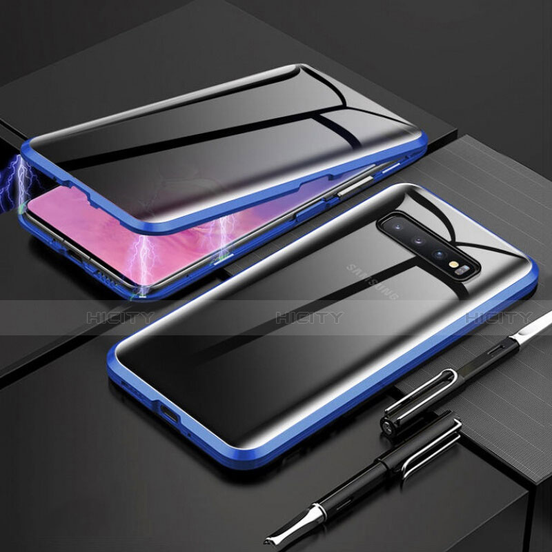 Handyhülle Hülle Luxus Aluminium Metall Rahmen Spiegel 360 Grad Ganzkörper Tasche T03 für Samsung Galaxy S10 Plus groß