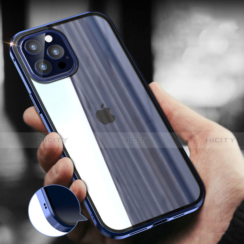 Handyhülle Hülle Luxus Aluminium Metall Rahmen Spiegel 360 Grad Ganzkörper Tasche T04 für Apple iPhone 12 Pro