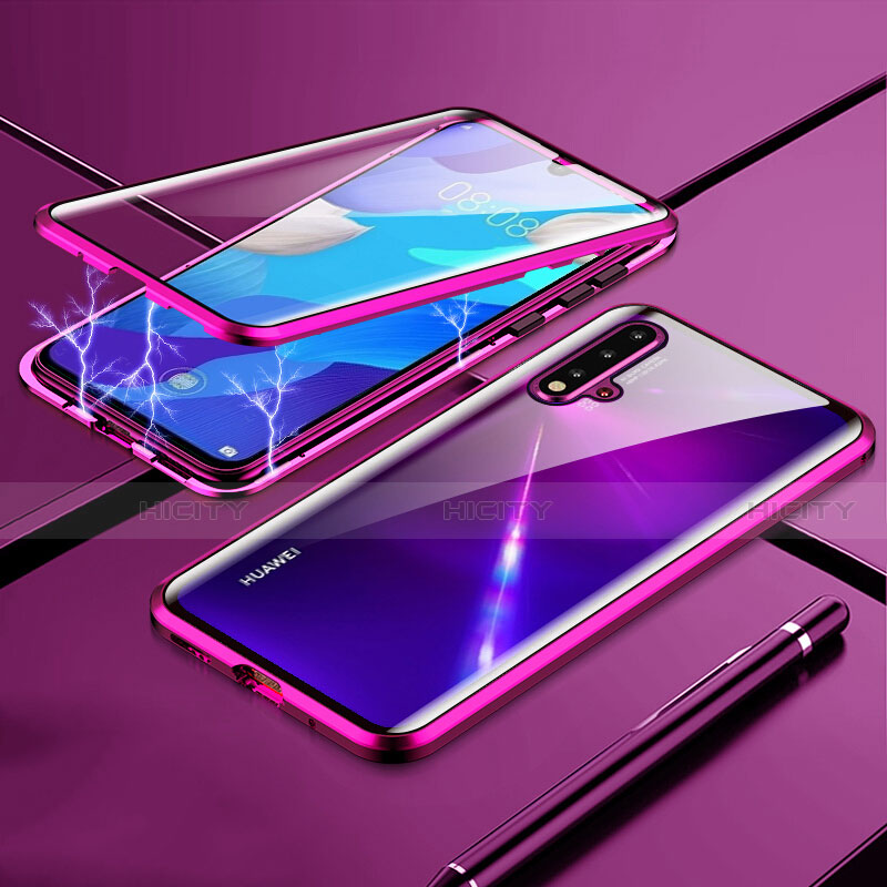 Handyhülle Hülle Luxus Aluminium Metall Rahmen Spiegel 360 Grad Ganzkörper Tasche T04 für Huawei Nova 5 Pro