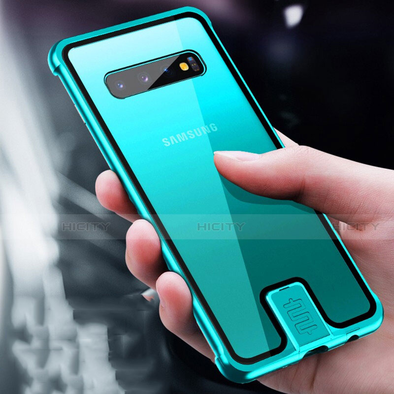 Handyhülle Hülle Luxus Aluminium Metall Rahmen Spiegel 360 Grad Ganzkörper Tasche T04 für Samsung Galaxy S10 Plus