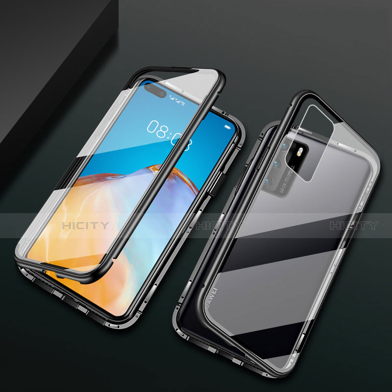 Handyhülle Hülle Luxus Aluminium Metall Rahmen Spiegel 360 Grad Ganzkörper Tasche T05 für Huawei P40