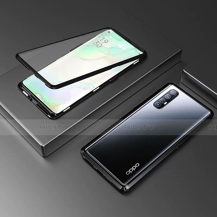 Handyhülle Hülle Luxus Aluminium Metall Rahmen Spiegel 360 Grad Ganzkörper Tasche T05 für Oppo Reno3 Pro groß