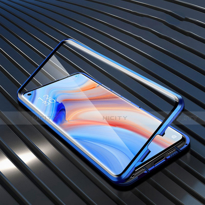 Handyhülle Hülle Luxus Aluminium Metall Rahmen Spiegel 360 Grad Ganzkörper Tasche T05 für Oppo Reno4 Pro 5G