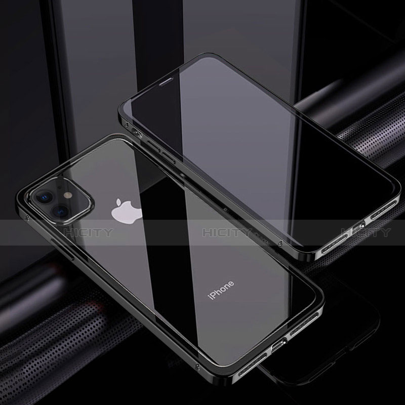 Handyhülle Hülle Luxus Aluminium Metall Rahmen Spiegel 360 Grad Ganzkörper Tasche T06 für Apple iPhone 12