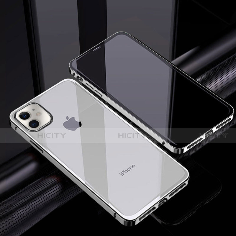 Handyhülle Hülle Luxus Aluminium Metall Rahmen Spiegel 360 Grad Ganzkörper Tasche T06 für Apple iPhone 12 Mini