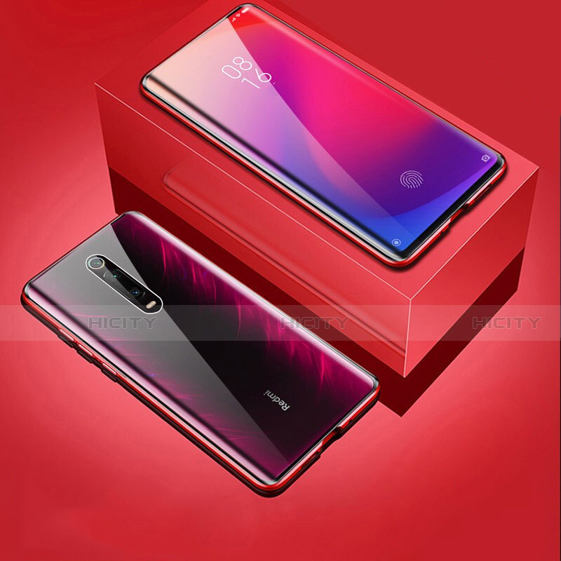 Handyhülle Hülle Luxus Aluminium Metall Rahmen Spiegel 360 Grad Ganzkörper Tasche T06 für Xiaomi Mi 9T Pro Rot