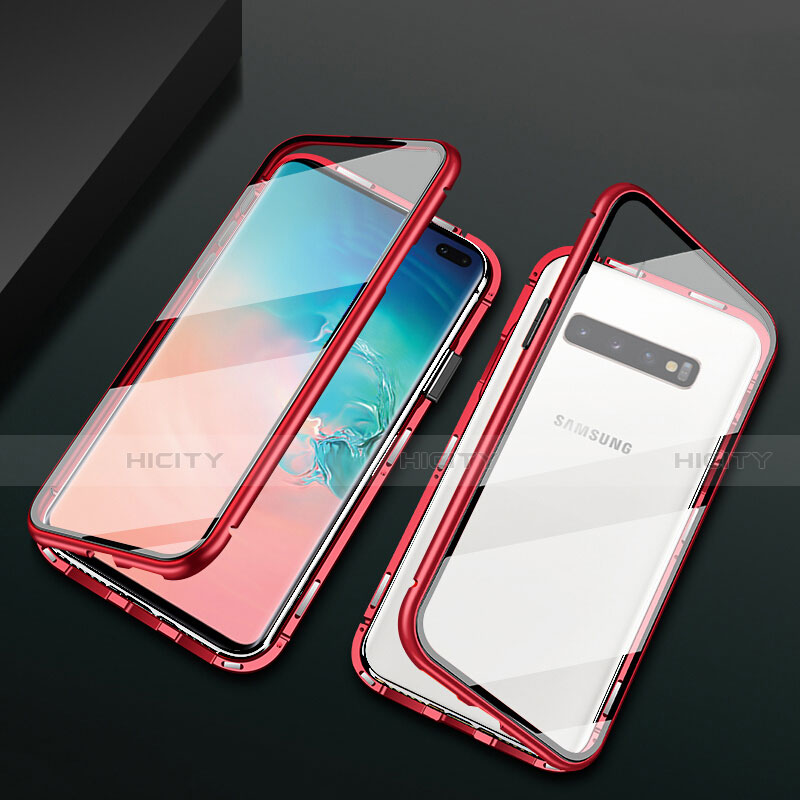 Handyhülle Hülle Luxus Aluminium Metall Rahmen Spiegel 360 Grad Ganzkörper Tasche T08 für Samsung Galaxy S10 Plus