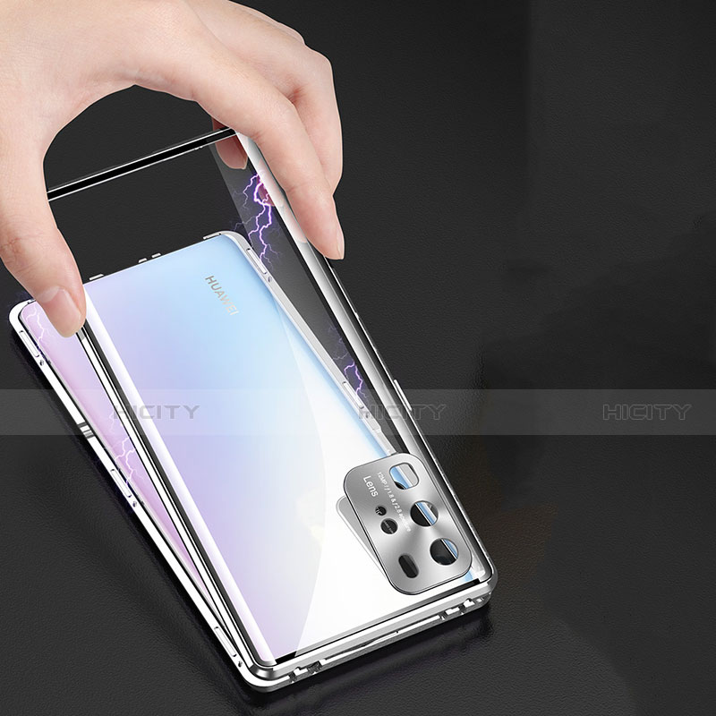 Handyhülle Hülle Luxus Aluminium Metall Rahmen Spiegel 360 Grad Ganzkörper Tasche T12 für Huawei P40 Pro groß