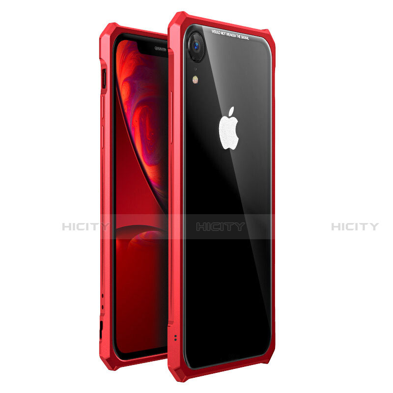 Handyhülle Hülle Luxus Aluminium Metall Rahmen Spiegel 360 Grad Tasche für Apple iPhone XR Rot