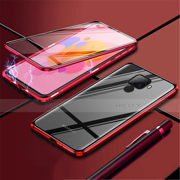 Handyhülle Hülle Luxus Aluminium Metall Rahmen Spiegel 360 Grad Tasche für Huawei Mate 30 Lite Rot