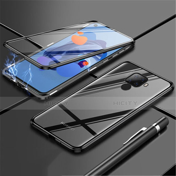 Handyhülle Hülle Luxus Aluminium Metall Rahmen Spiegel 360 Grad Tasche für Huawei Mate 30 Lite Schwarz Plus