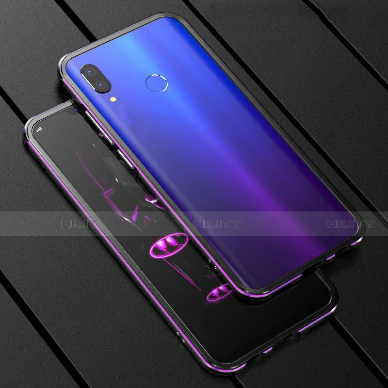 Handyhülle Hülle Luxus Aluminium Metall Rahmen Spiegel 360 Grad Tasche für Huawei Nova 3i Violett