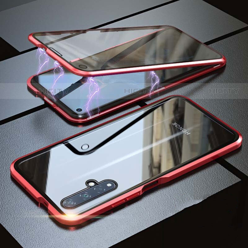 Handyhülle Hülle Luxus Aluminium Metall Rahmen Spiegel 360 Grad Tasche für Huawei Nova 5T Rot