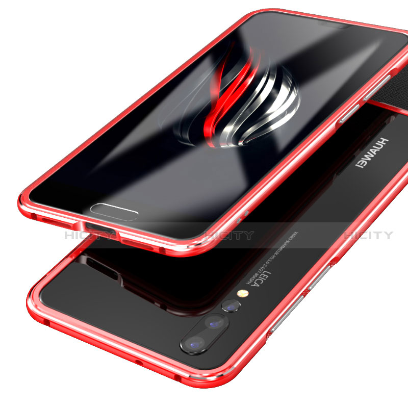 Handyhülle Hülle Luxus Aluminium Metall Rahmen Spiegel 360 Grad Tasche für Huawei P20 Pro Rot