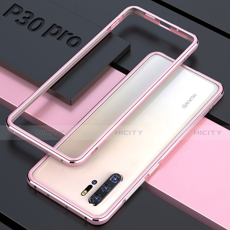 Handyhülle Hülle Luxus Aluminium Metall Rahmen Spiegel 360 Grad Tasche für Huawei P30 Pro New Edition Rosegold Plus