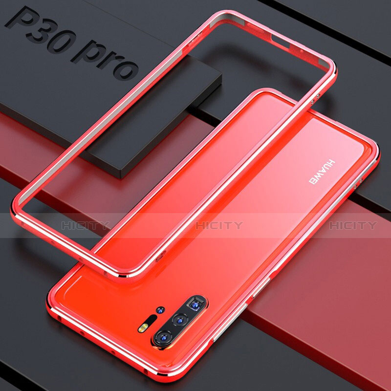 Handyhülle Hülle Luxus Aluminium Metall Rahmen Spiegel 360 Grad Tasche für Huawei P30 Pro Rot