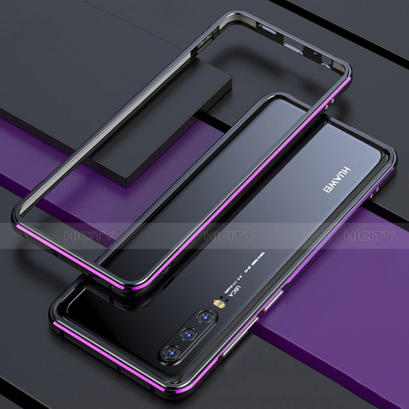 Handyhülle Hülle Luxus Aluminium Metall Rahmen Spiegel 360 Grad Tasche für Huawei P30 Violett