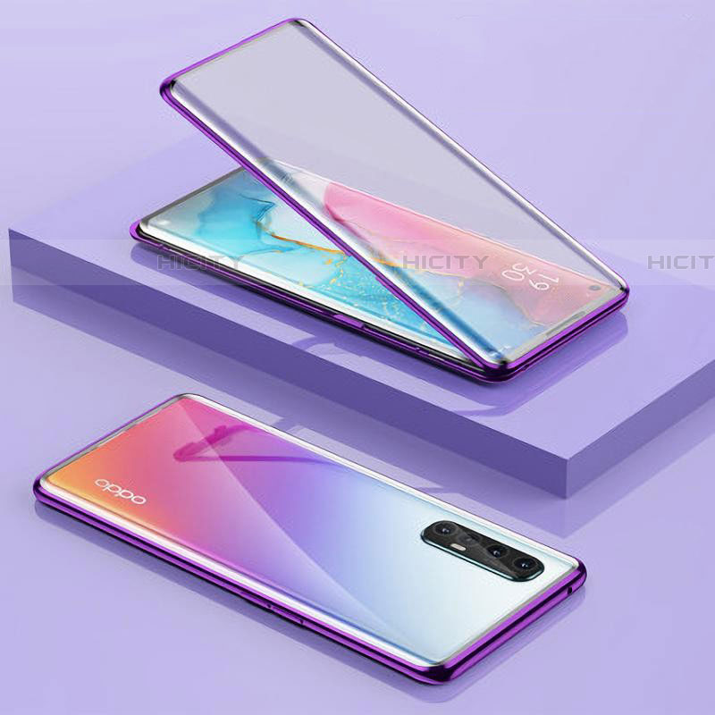 Handyhülle Hülle Luxus Aluminium Metall Rahmen Spiegel 360 Grad Tasche für Oppo Find X2 Neo groß